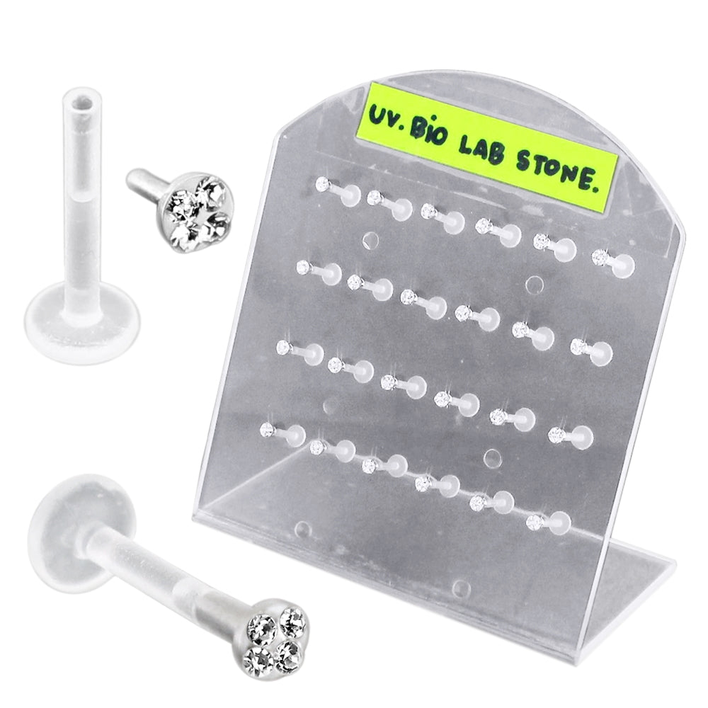 UV Bio Madonna Labret with Top Setting CZ Stone 24pcs in a Display