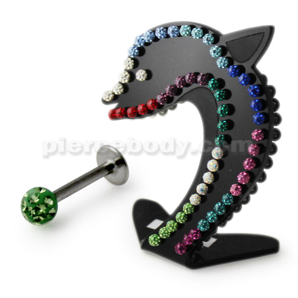 Anodized Labret with 3mm Stone Ball in a Tiny Display