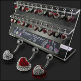 Crystal Heart in Heart Belly Rings in Display