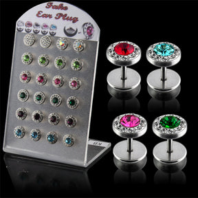 Multi Jeweled Fake Invisible Ear Plug in a Display