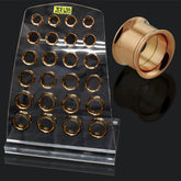 Internal Screw Fit Rose Gold Platted Ear Flesh Tunnel in Tray