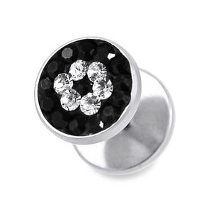 Black And Clear Crystal Stone SS Ear Stud Earring