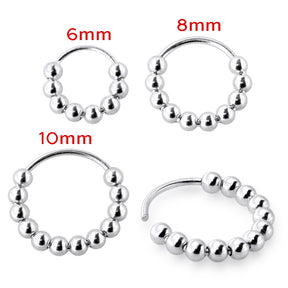 925 Sterling Silver Multiple Bead Ball Nose Hoop Ring