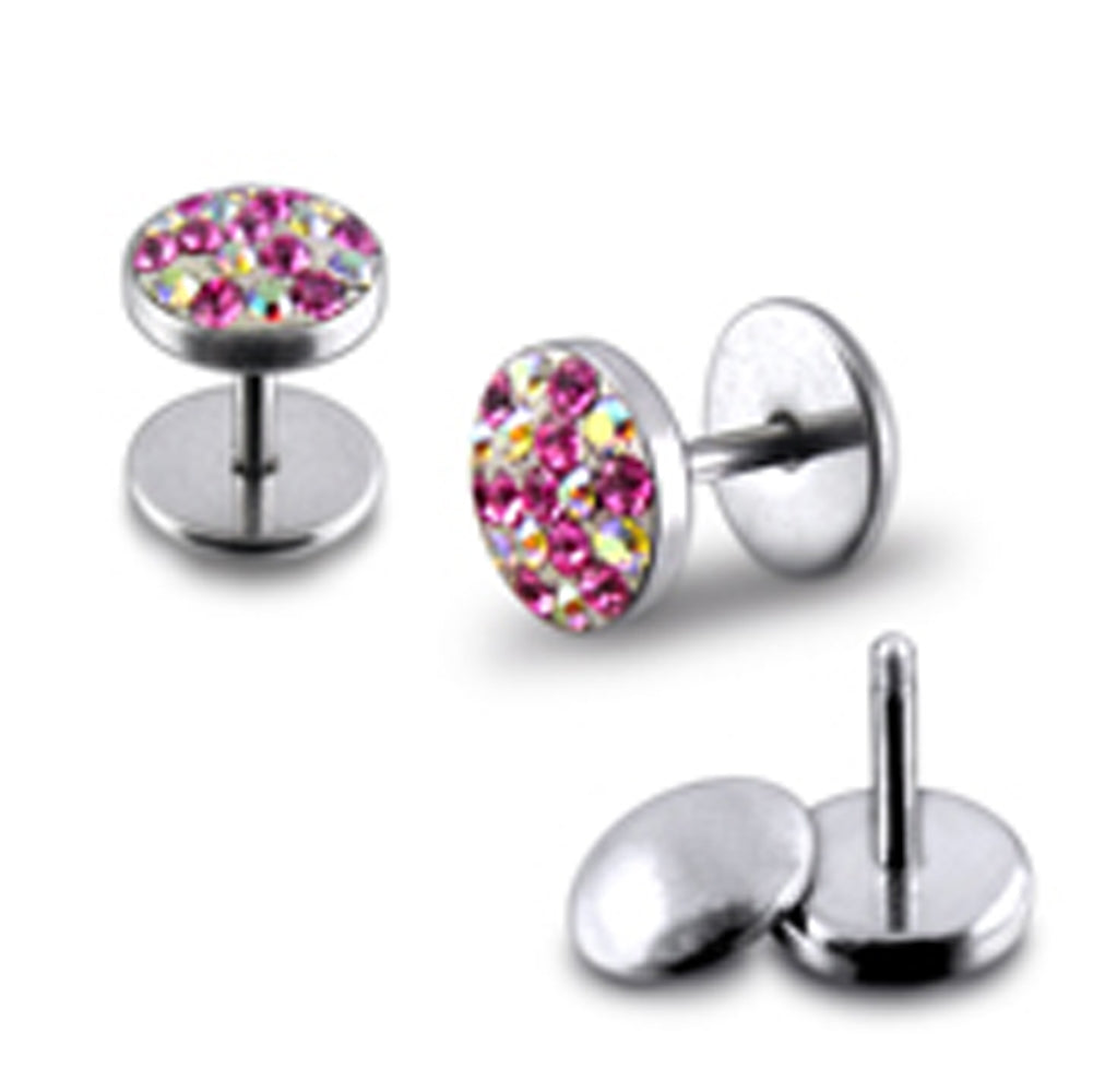 316L SS Pink Multi Crystal Stone Stud Earring