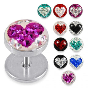 Heart Crystal Logo with Epoxy Cover SS Ear Stud Earring