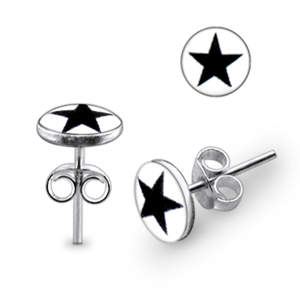 Black Star Logo Silver Earring