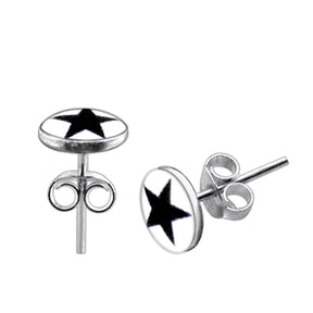 Black Star Logo Silver Earring