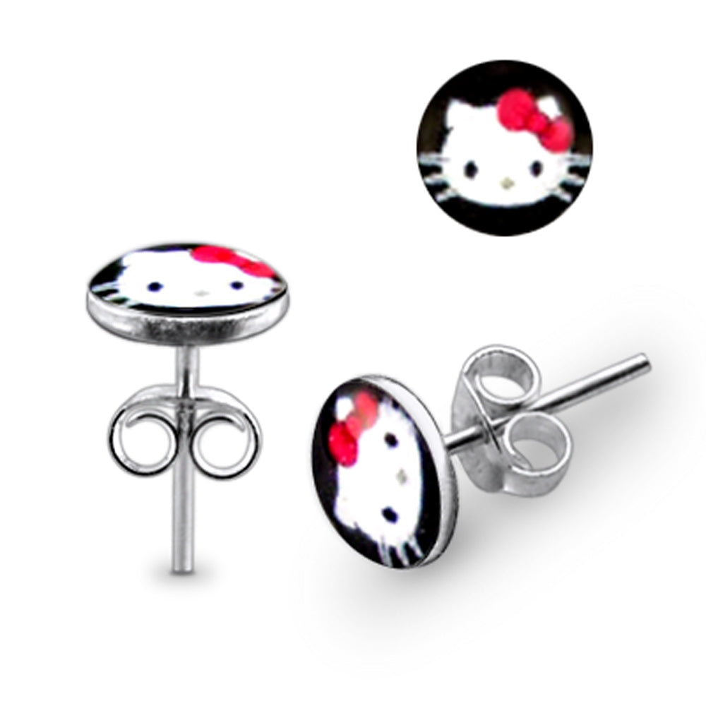 Hello Kitty Logo Silver Earring