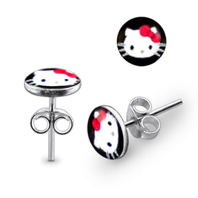 Hello Kitty Logo Silver Earring