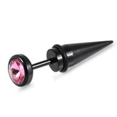 316L Surgical Steel Black Anodized Spike Jeweled Fake Ear Plug  Red