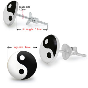 Ying Yang Logo Silver Earring