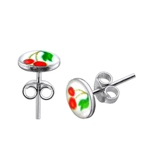 Cherry Logo Silver Earring