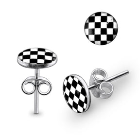 Checker Logo Silver Earring