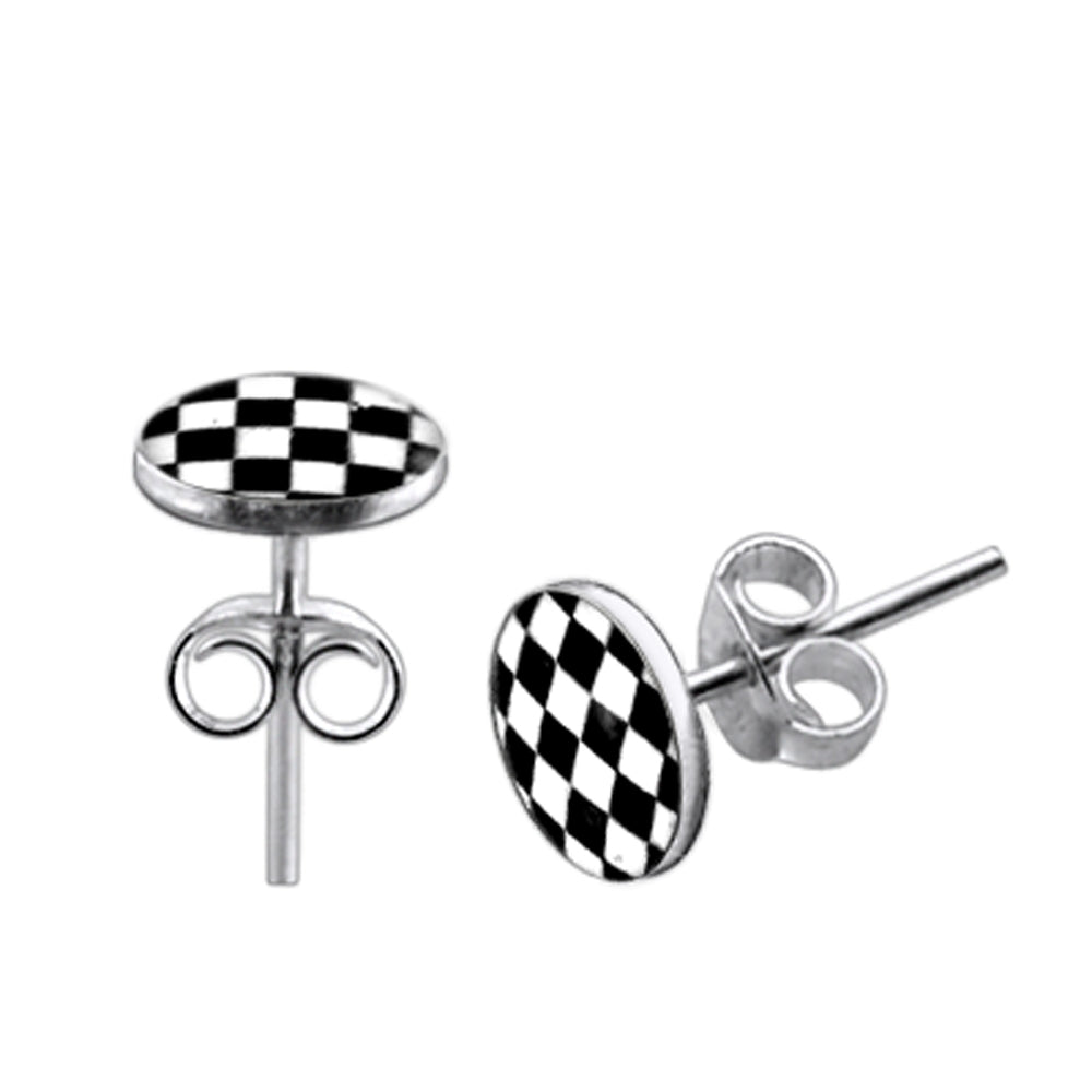 Checker Logo Silver Earring