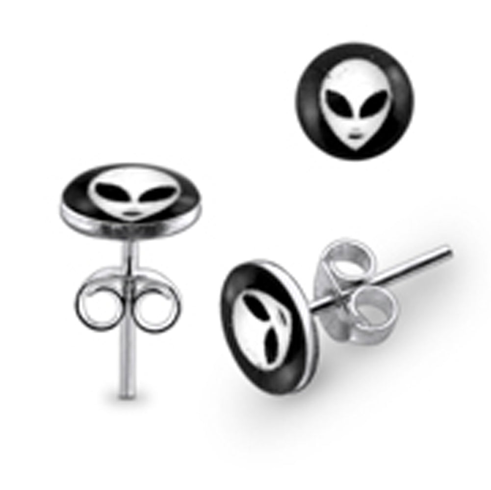 Alien Logo Silver Earring