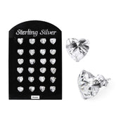 4MM CZ Heart Ear Stud in 12 pair Tray