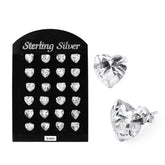 5MM CZ Heart Ear Stud in 12 pair Tray