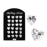 6MM CZ Heart Ear Stud in 12 pair Tray