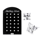 3MM CZ Square Ear Stud in 12 pair Tray