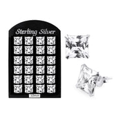 10MM CZ Square Ear Stud in 12 pair Tray