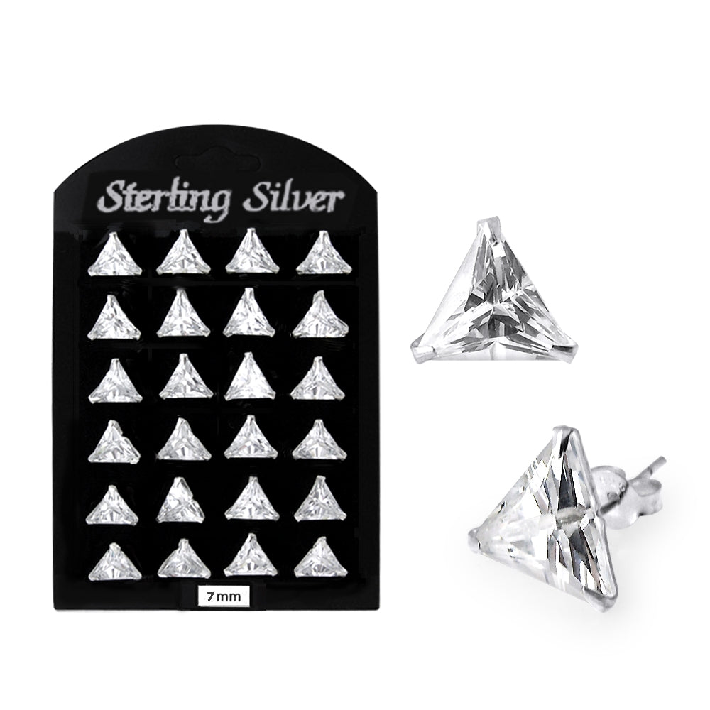 7MM CZ Triangle Ear Stud in 12 pair Tray