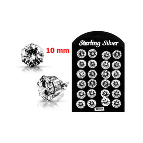 10MM CZ Round Ear Stud in 12 pair Tray