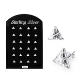 4MM CZ Triangle Ear Stud in 12 pair Tray