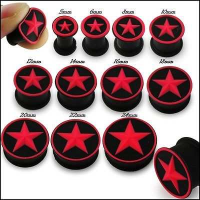 Embossed Light Red Star Silicon Ear Plug