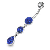 Blue Crystal Stone Dangling With 316L SS Banana Bar Navel Ring