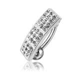 White Crystal Stone Silver Reverse Banana Bar Belly Navel Ring Body Jewelry