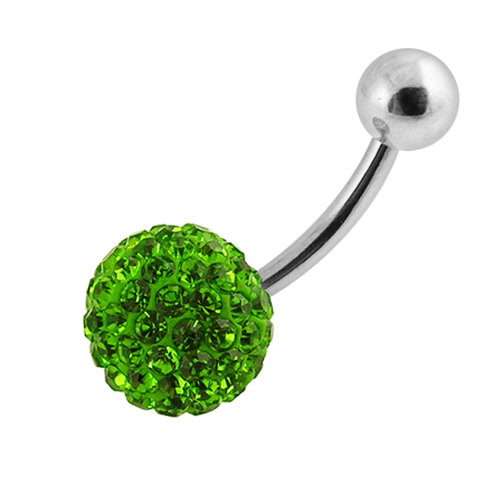 Single Green Color Crystal Stone Belly Body Jewelry Ring FDBLY039