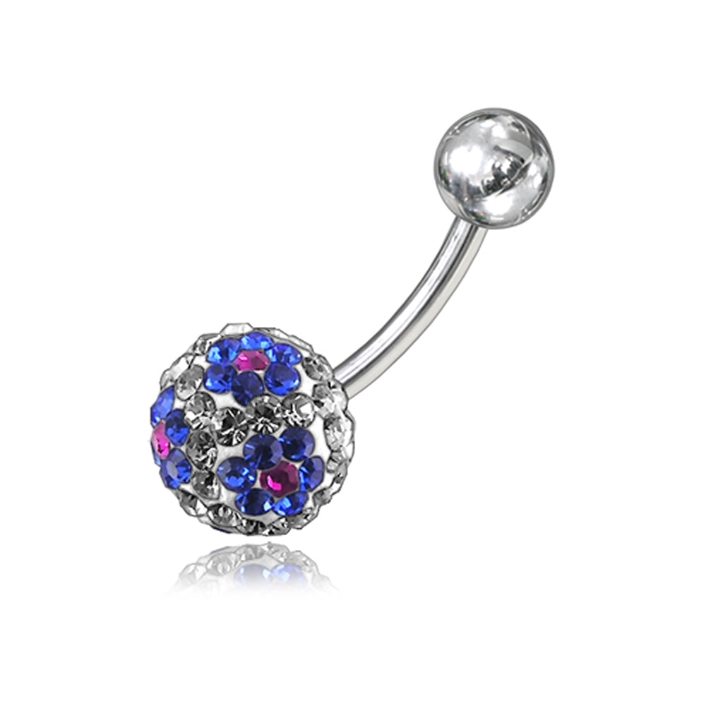 Blue Crystal Stone With SS Bar Navel Belly Ring FDBLY058