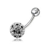 SS Crystal Stone Studded Balls With Curved Navel Body Jewelry Ring