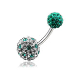 Mix Color Crystal Stone Studded Balls With SS Navel Body Belly Ring FDBLY130