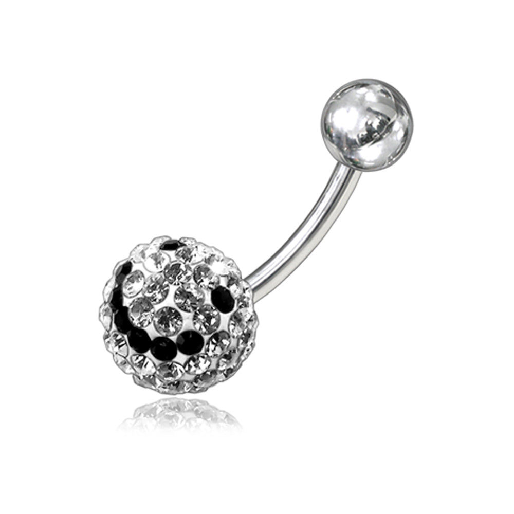 Multi Crystal stone Smiley Logo Ball With SS Banana Bar navel Ring