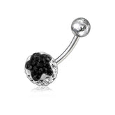 Blacj And White Crystal stone Ball With Banana Bar Belly Ring