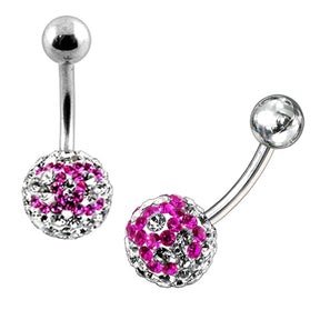 preciosa Pink Crystal Stone Curved Bar Navel Ring