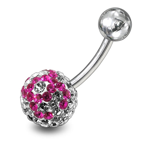 preciosa Pink Crystal Stone Curved Bar Navel Ring