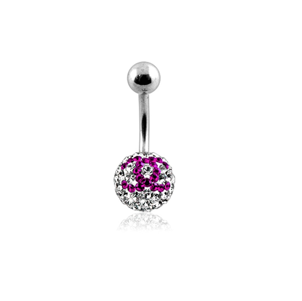 preciosa Pink And White Crystal stone Navel Ring