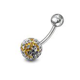 preciosa Yellow With White Crystal stones Navel Ring Body Jewelry