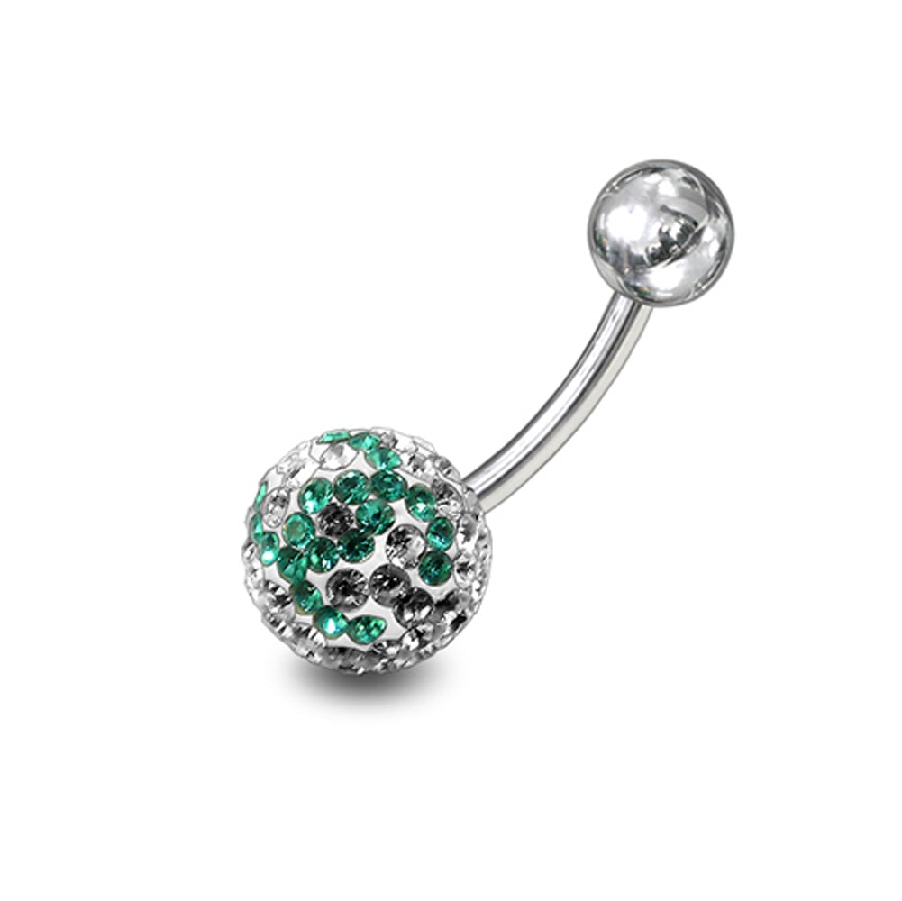 preciosa Crystal stone Banana Bar Belly Ring