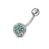 preciosa White And Light Green Crystal stone Navel Ring