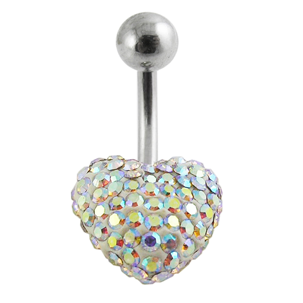 Crystal Stone Heart Navel Belly Ring