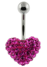 preciosa Crystal stone Heart With SS Banana Bar Navel Belly Ring