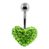 Light Green Color Crystal stone Heart With SS Curved Bar Ring