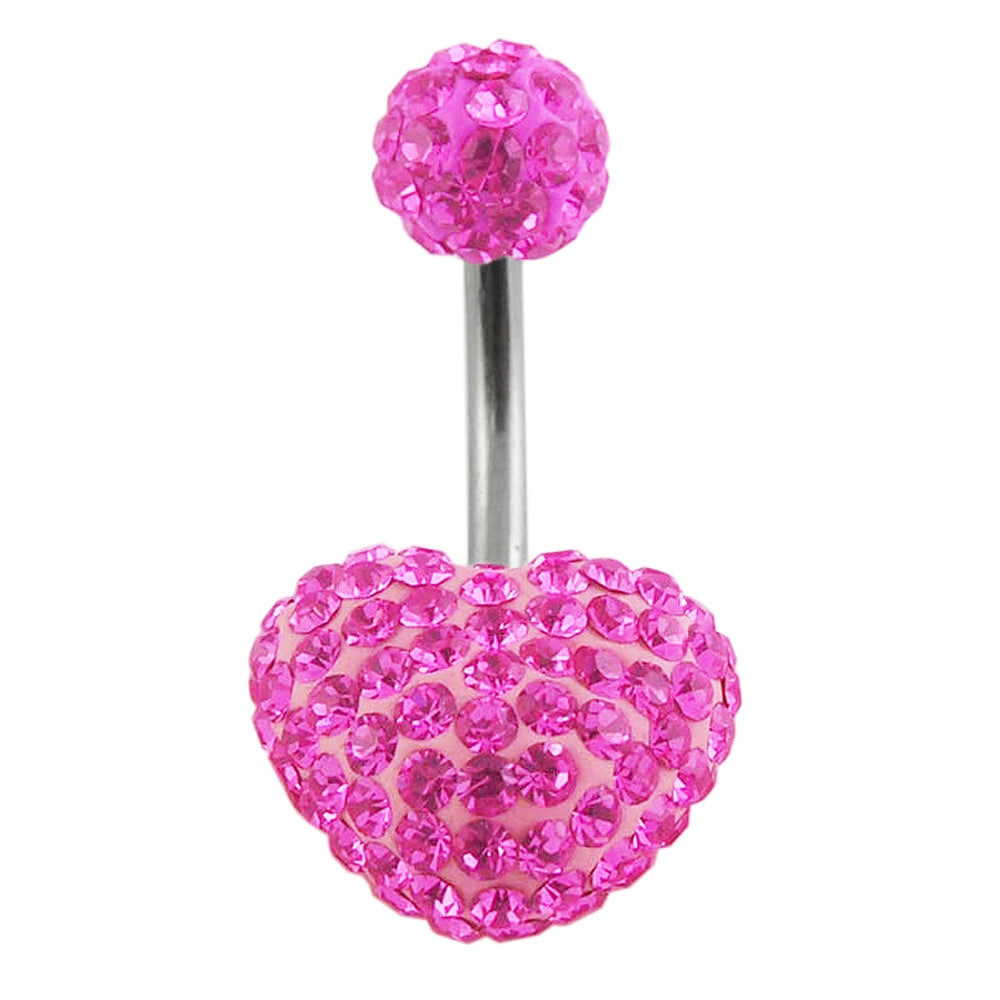 preciosa Pink Crystal stone Heart Belly Ring