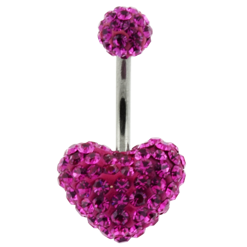 preciosa Crystal stone Heart Banana Navel Ring