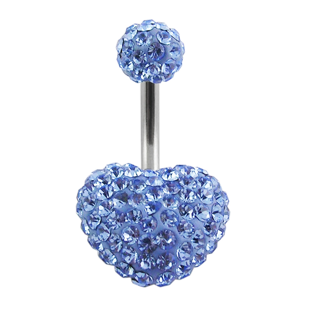 preciosa Blue Crystal stone Heart Navel Ring