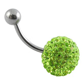 Light Green Crystal stone ball With banana  Belly Ring