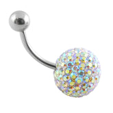 Rainbow Color Crystal stone Studded With SS Bar Belly Ring